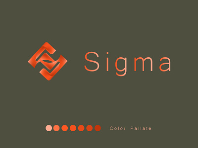 Sigma Logo abstract branding dark grey flat design illustration logo orange sigma simple symbol vector