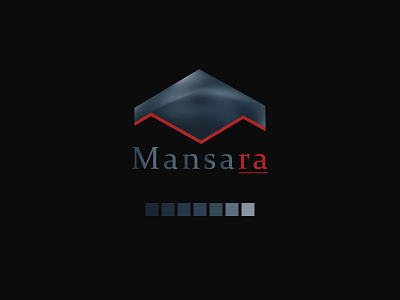 Mansara blue company logo construction gradient grey home logo navy blue red