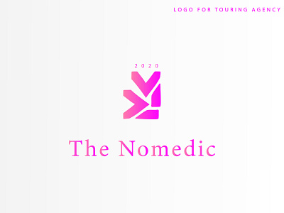 The Nomedic Logo adventure agency flat design logo monogram nomedic pink simple symbol tour travel vector white