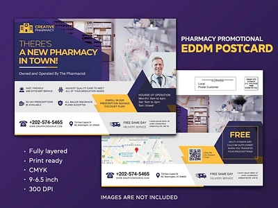 New Pharmacy Announcement Eddm Postcard Design Template advert advertisement business care clinic clinic flyer company doctor emergency fitness flyer handout health healthcare flyer hospital hospital flyer leaflet marketing medical medicine