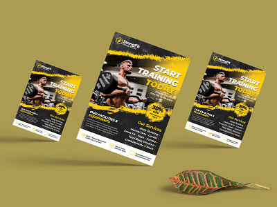 Fitness Gym Flyer Template a4 aesthetic bodybuilding dynamic energetic exercise fitness fitness flyer fitness flyer template generic gym gym flyer health flyer healthy jogging leaflet man gym man sport marketing modern