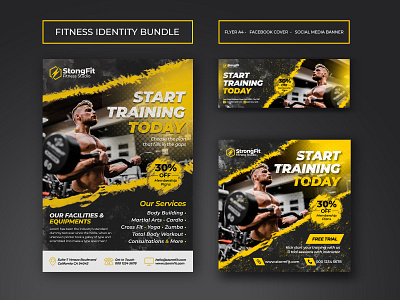 Fitness gym brand identity design stationery