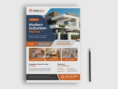 Modern Real Estate & Property Flyer Template advertising home banner design branding media template design graphic homeforsale house houseforrent illustration just sold listing agent printdesign flyer real estate branding real estate flyers real estate marketing listings real estate property realestate realestateagency vector