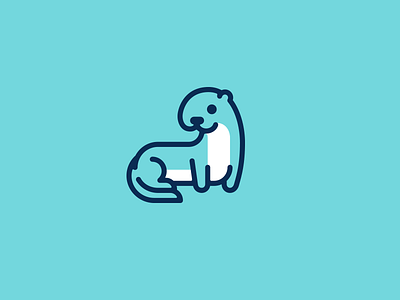 Otter blue cartoon character cute flat illustration kreatank logo mascot otter playful simple sweet