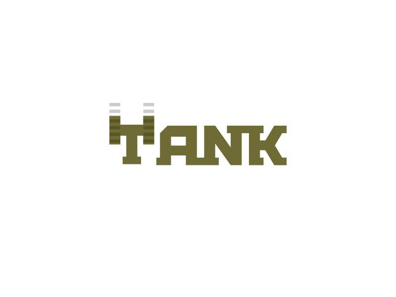 Tank animation army clever creative flat fun gif kreatank logo logotype modern pixelated serif smart tank type typography wordmark