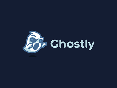 Ghostly character creative cute ghost haunted kreatank logo mascot playful simple sweet