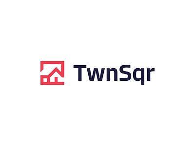 TwnSqr bold city creative cube home house logo negative space real estate realty simple square town square