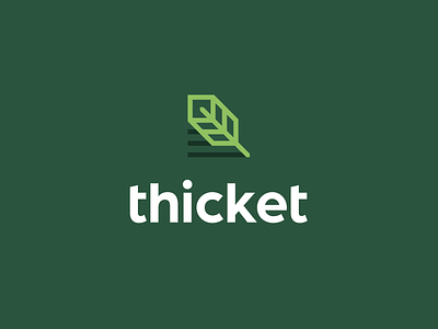 Thicket logo academics brand identity branding creative design feather forest geometric green kreatank leaf logo movement quill pen student text tree woods writing
