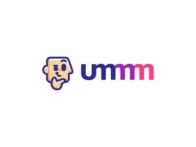 UMMM character creative face flat fun funny game developing gaming head idea logo mascot playful simple smart thinking thought