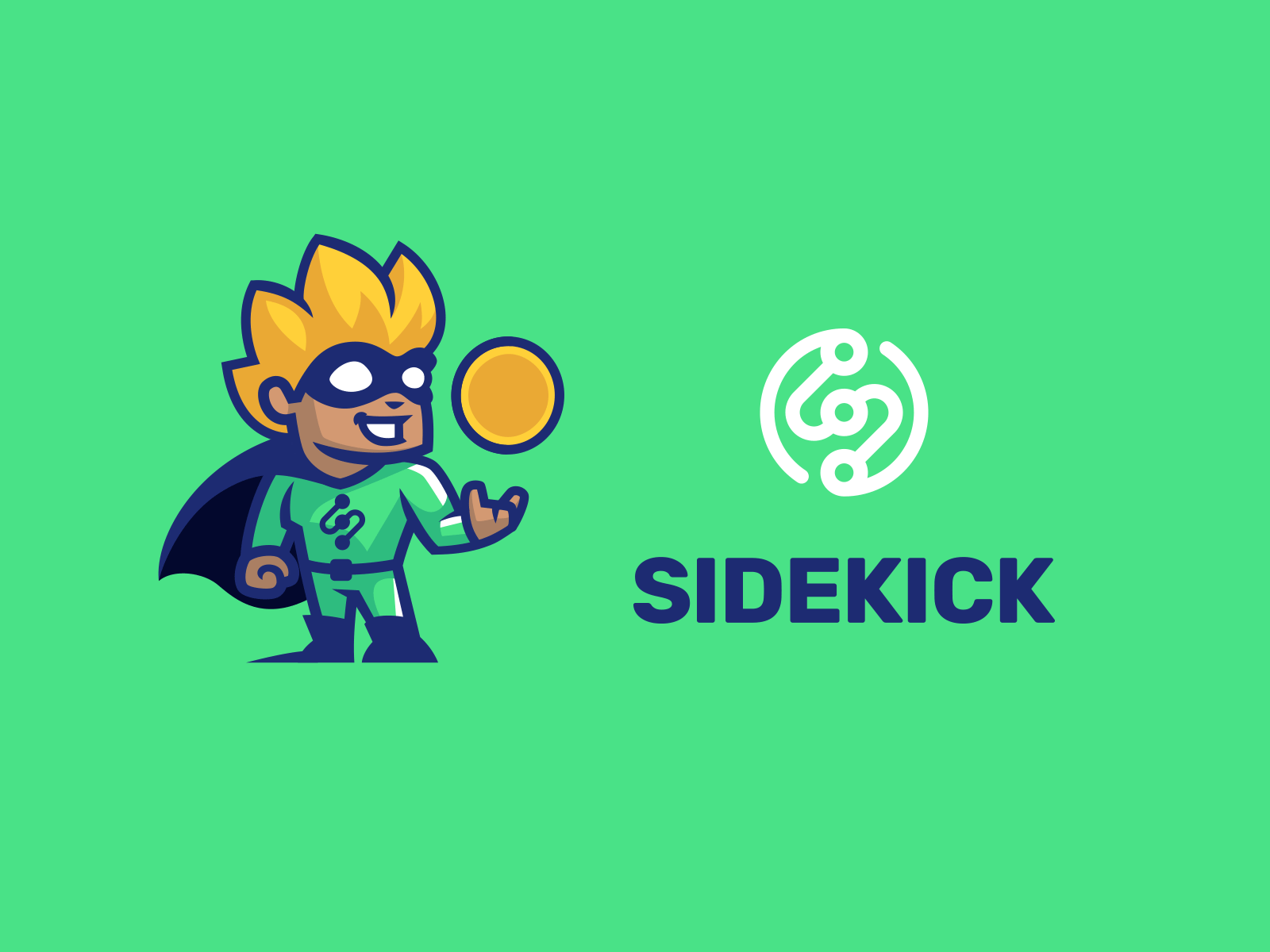 Sidekick animation cartoon character coin creative crypto cryptocurrency fun gif hero illustration logo mascot money monogram sidekick