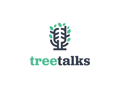 treetalks branding clever creative green life logo mark mic microphone podcast smart talk talks tree visual identity