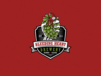 Bleeding Heart Brewery badge beer blood brewery creative crest emblem hand hearth logo shield