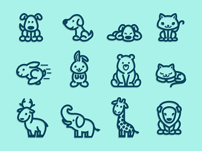 Animal Icons animal cute icons simple vector
