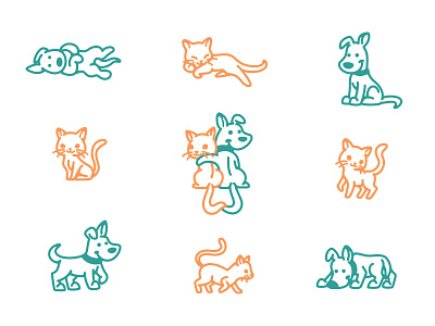 Dog & Cat cat cats creatank cute dog dogs icons illustrations kreatank logo positions