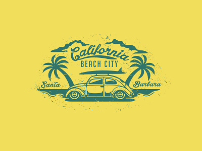 California Beach City beach california city creatank kreatank logo logo design palm trees retro santa barbara vintage vw bug