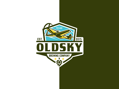 OldSky aircraft airplane beer brewery creatank emblem kreatank logo design p 51 sky vintage wwll