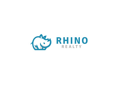 Rhino Realty brand identity character cute design kreatank logo real estate realty rhino rhinoceros simple