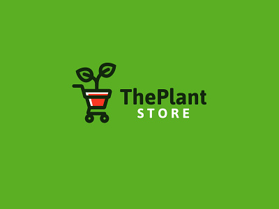 The Plant Store brand identity creative green kreatank logo design plant shop shopping cart store