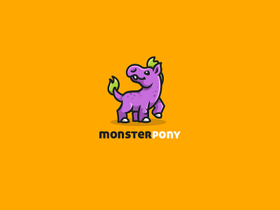 Monster Pony character creative cute horse kreatank logo mascot monster playful pony sweet