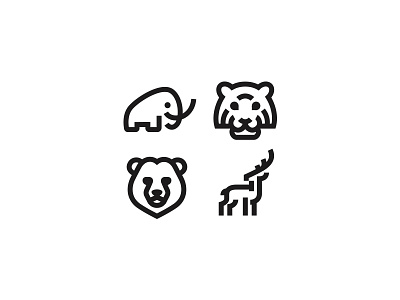 Animal Icon logos bear buck deer icon icons kreatank line logo logos mammoth stroke tiger