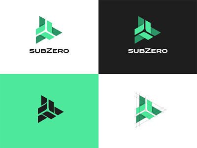 subZero logo design abstract corporate creative flat geometric kreatank logo mark tech triangle vector