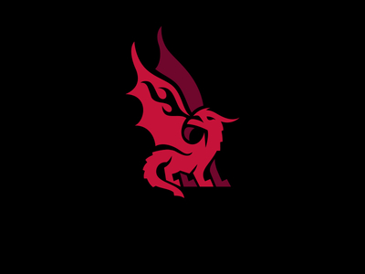 Red Dragon aggressive creative dragon fire kreatank logo negative space