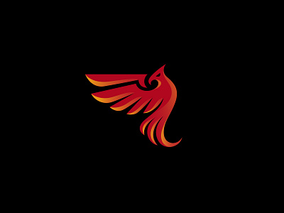 Double view Phoenix bird creative eagle fire gradient kreatank logo phoenix