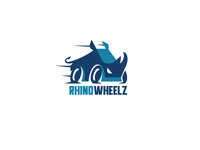 Rhino Wheelz auto car creative flat illustration kreatank logo race rhino rhinoceros service