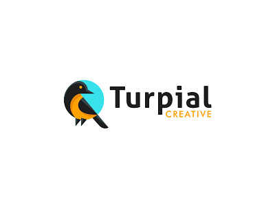 Turpial bird flat logo bird circle creative design flat kreatank logo turpial