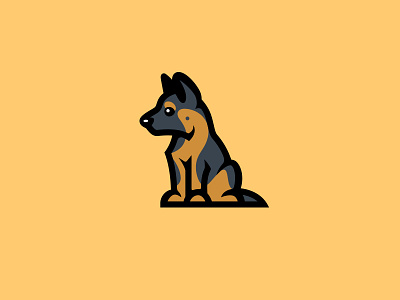German Shepherd puppy creative cute dog german shepherd illustration kreatank logo playful puppy