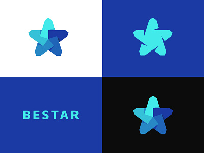 Bestar abstract blue corporate flat kreatank logo mark star