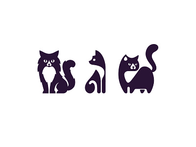 Cats cat cats cute fluffy icons illustration kreatank logo negative space pet