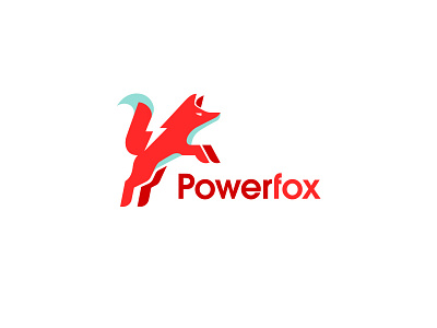 Powerfox bolt creative fox kreatank lightning logo negative space power thunder