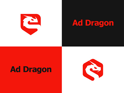 Ad Dragon badge brand identity dragon emblem hexagon kreatank logo negative space shield