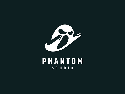 Phantom Studio audio creative dj ghost halloween kreatank logo music negative space recording scary scream