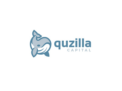 Quzilla Capital circle corporate cute design flat humpback kreatank logo mascot simple whale