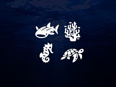 Ocean Icons animals coral icon logo logos ocean sea sea horse sea turtle whale shark