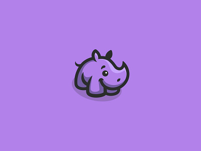 Cute Rhino animal animal logo baby character creative cute kreatank logo mascot playful purple rhino rhinoceros sweet zoo