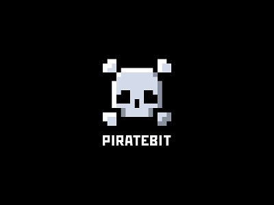 Piratebit 8bit bit bone bones creative danger gaming kreatank logo pirate pirates pixel skull