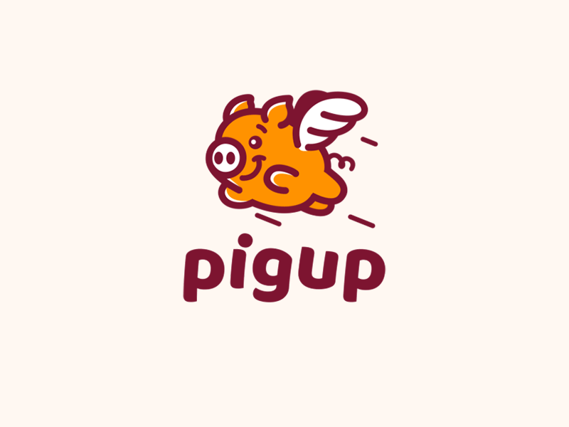 pigup flying pig kreatank creative playful gif animation logo flying wings sweet cute pork piggy pig