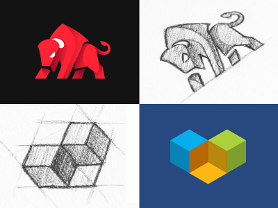 2018 Logo selection abstract behance bison cubes kreatank logo logos sketch visual composer