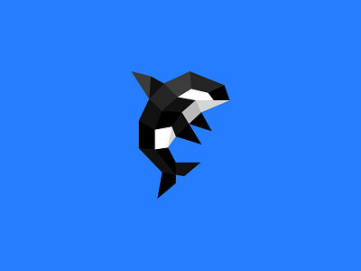 Orca 3d abstract brand identity crypto currency flat geometric kreatank logo design orca polygon whale