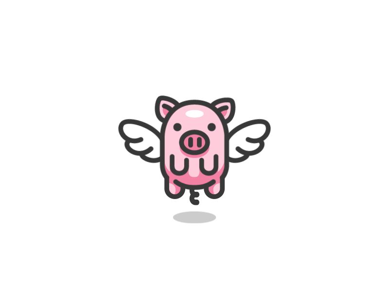 Flying Pig angel animal animal logo animation cartoon cartoony cute flying gif kreatank logo logo animation pig pork wings