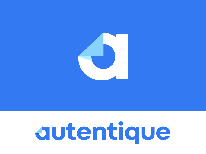 Autentique kreatank logo brand identity flat doc fold paper signing signature document a letter