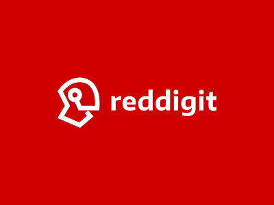 Reddigit abstract corporate droid helmet kreatank logo red robot simple tech technology