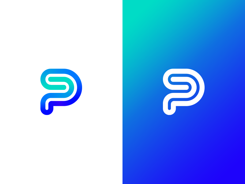 PS online tech spiral kreatank creative letter mark type abstract logo p ps