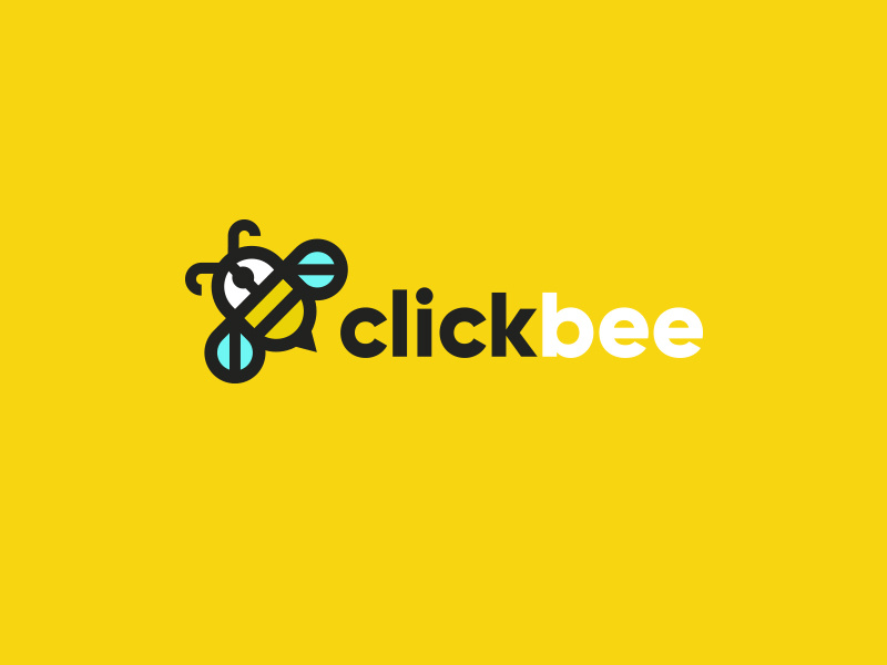 clickbee iconic cute flat app web tech kreatank playful creative logo bee click mouse