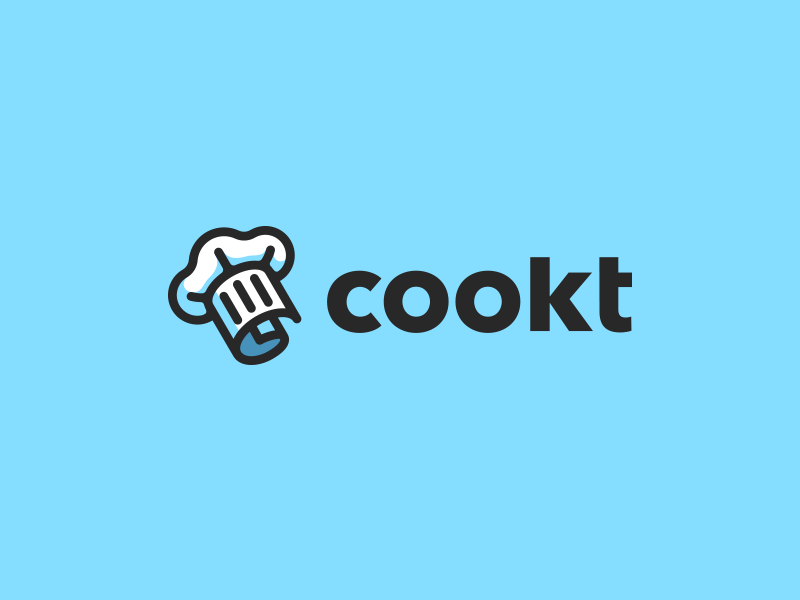 Cookt kreatank illustration flat logo creative paper file restaurant food chef hat recipe