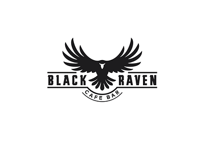 Black Raven Cafe Bar bar bird black raven brand identity branding cafe coffee crow kreatank logo design negative space retro vintage