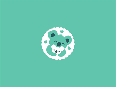 Koala love baby child childcare circular cute emblem illustration koala logo love mama mom mother negative space parent sweet